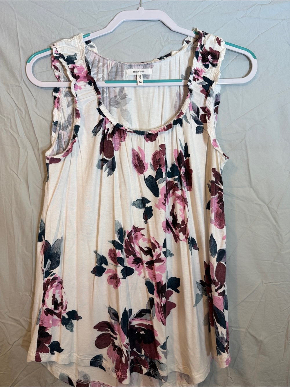 Maurices Cream Tank Top with Floral Print